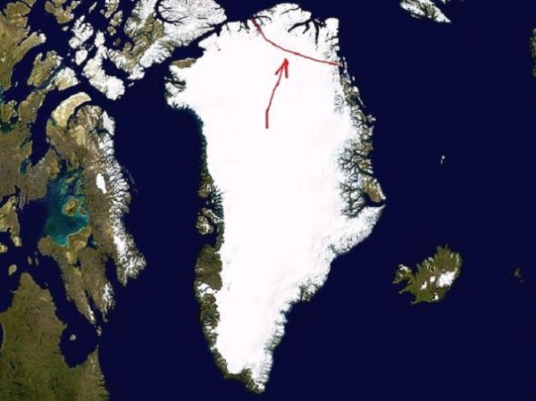 От ледника в Гренладии откололся огромный кусок