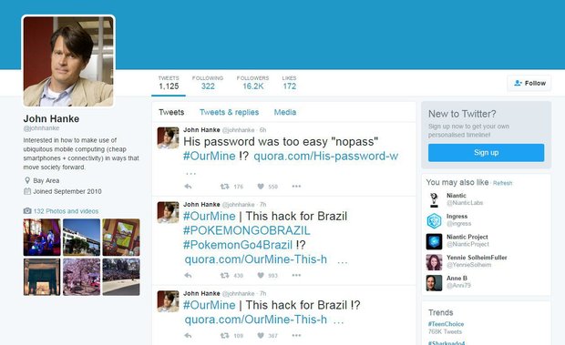 Бразильские хакеры взломали Twitter создателя Pokemon Go