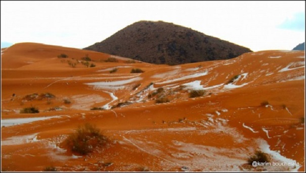 В первый раз практически за 40 лет в пустыне Сахара увидели снег