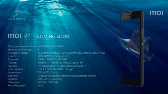 Представлен смартфон Inoi R7 с Sailfish OS, который стоит 11 990 руб