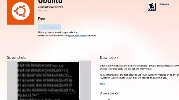 Ubuntu Linux можно скачать в Windows Store