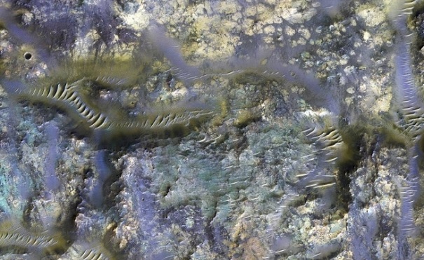 NASA показало снимки гигантских разноцветных «червей» на Марсе