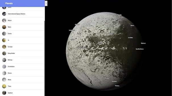 Сервис Google Maps представил карты планет Солнечной системы и их спутников