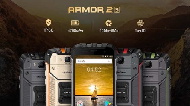 Смартфон Armor 2S защищен по классу IP68 и управляется андроид 7.0
