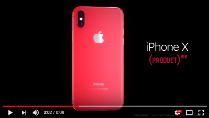 На YouTube появилось видео с красным iPhone X