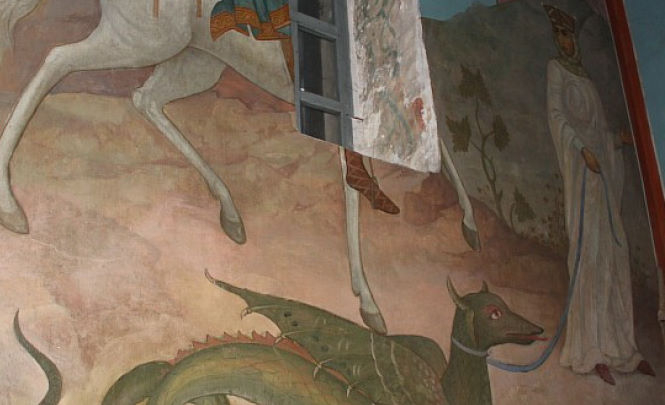 Загадочная фреска в Георгиевском соборе Свято-Юрьева монастыря Великого Новгорода
