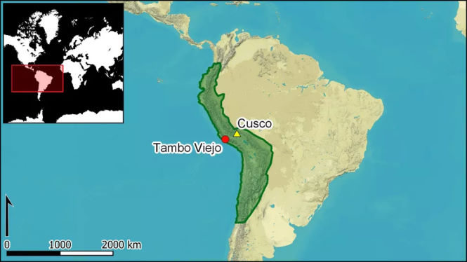 Зеленая зона выделяет империю инков. (Изображение предоставлено: Copyright Antiquity Publications Ltd.) 