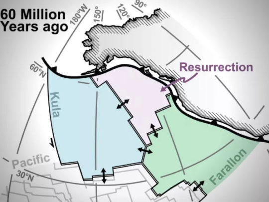 Затерянная тектоническая плита под названием Воскрешение скрыта под Тихим океаном