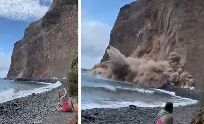 Скала рухнула на один из пляжей Канарских островов