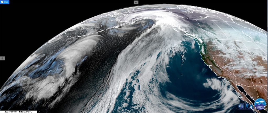 шторм на аляске, шторм на аляске 19 января 2021 г., бомба циклон аляска 19 января 2021 г.