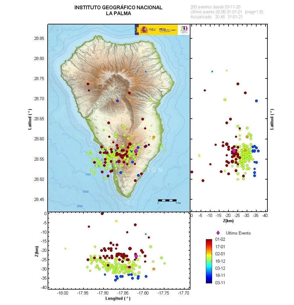 Рой землетрясений вулкана Кумбре Вьеха в феврале 2021 года на Канарских островах