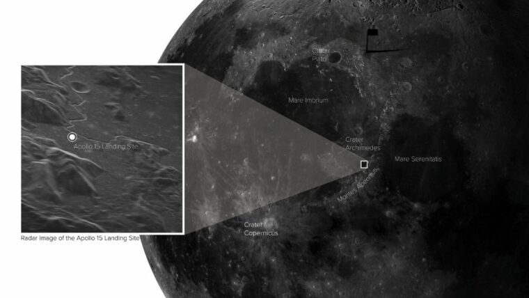 Место посадки Аполлона-15 поразительно четкое на снимке, сделанном с Земли