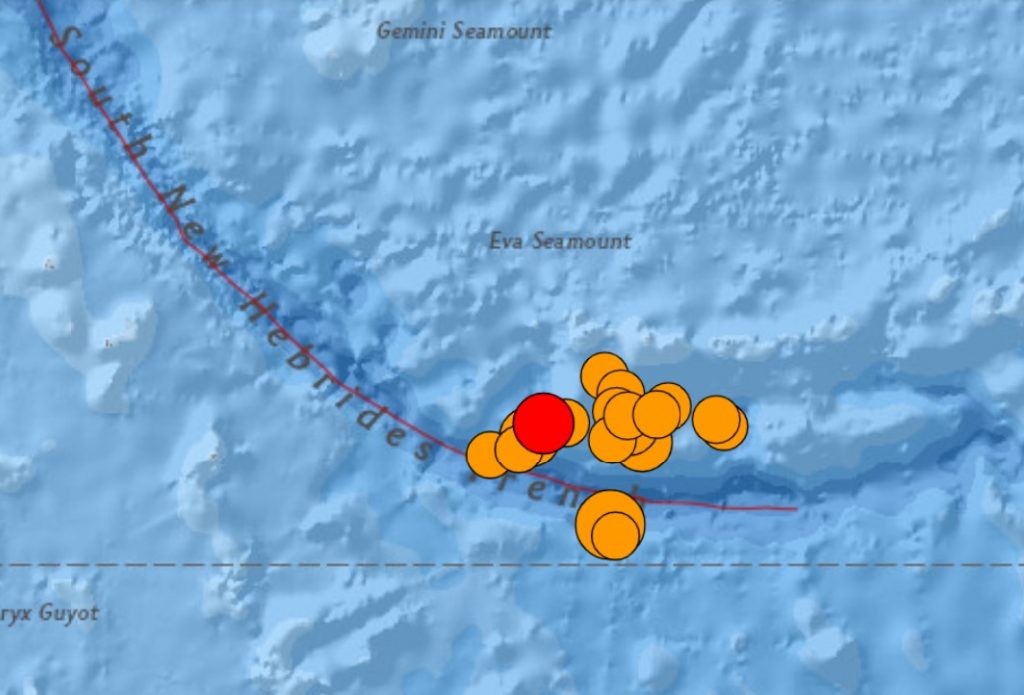 Рой землетрясений острова Новой Каледонии, Рой землетрясений у побережья Новой Каледонии 10 февраля 2021 г.