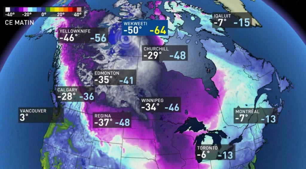 низкие температуры в Канаде, отрицательные температуры канадские прерии, канадские прерии полярный вихрь