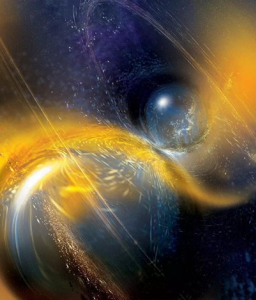 Взгляд художника на нейтронную звезду в двойной системе, которая может вызывать инопланетные сигналы, которые мы обнаруживаем здесь, на Земле. Предоставлено: Национальный научный фонд / LIGO / Государственный университет Сономы / A. Simonnet