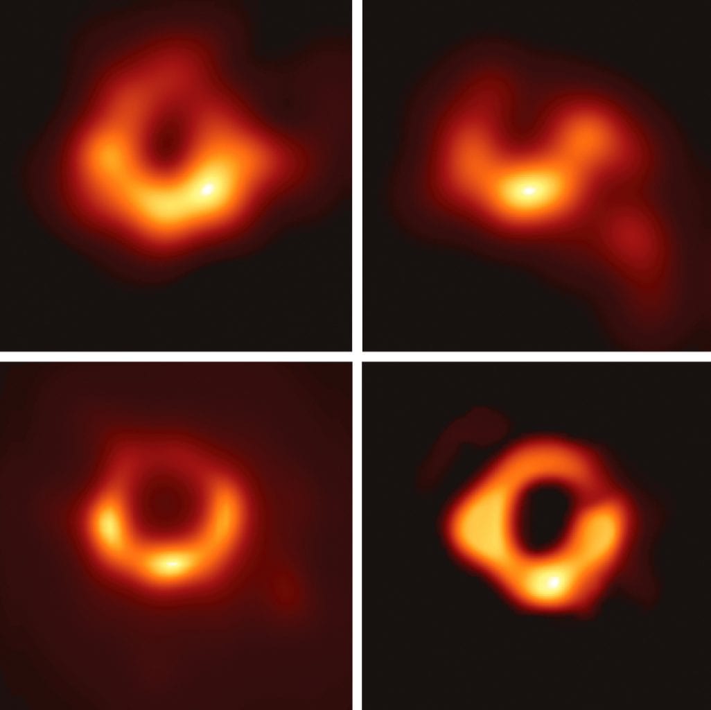 Черная дыра в центре галактики Messier 87, которая стала первой черной дырой, сфотографированной телескопом Event Horizon. Кредит: EHT