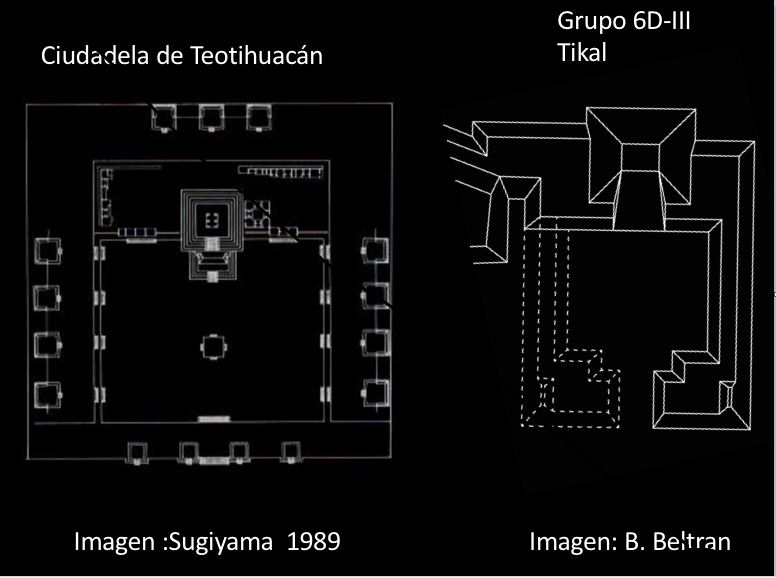 Сравнение Цитадели Теотиуакана с недавно обнаруженной "посольство" здание в Тикале. Предоставлено: Free Press