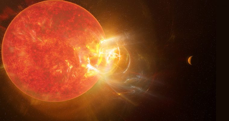 Близлежащая звезда производит солнечную вспышку рекордных размеров