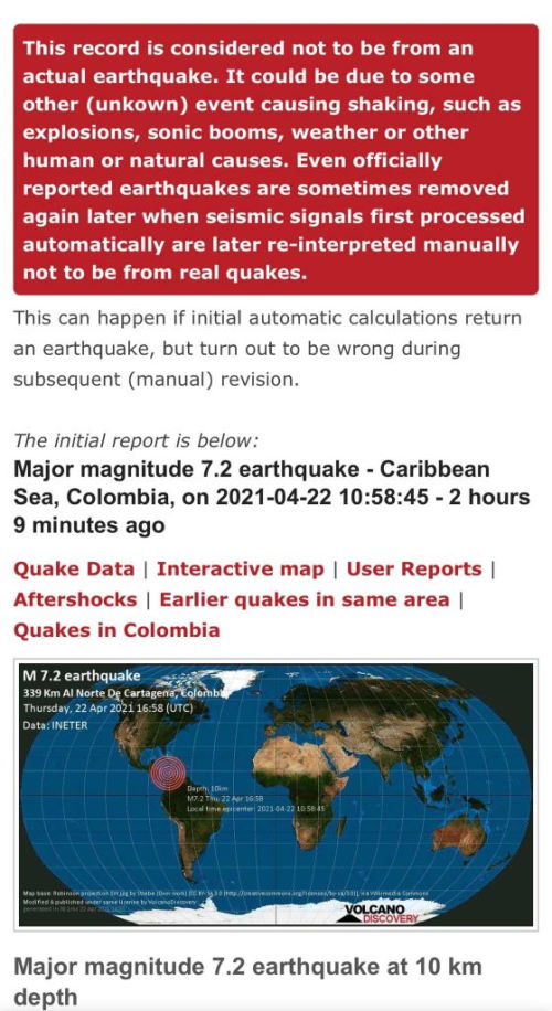 Чудо в небе Колумбии: землетрясение которого как бы и не было.