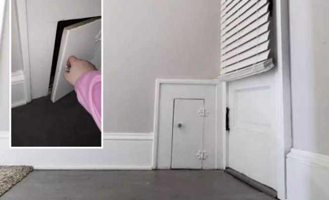 Женщина очень удивилась обнаружив крошечную дверь в стене своего нового дома
