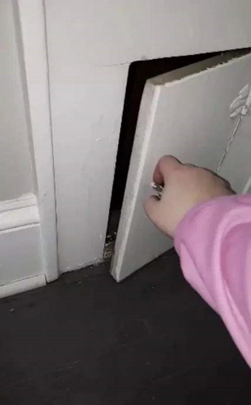 Женщина очень удивилась обнаружив крошечную дверь в стене своего нового дома