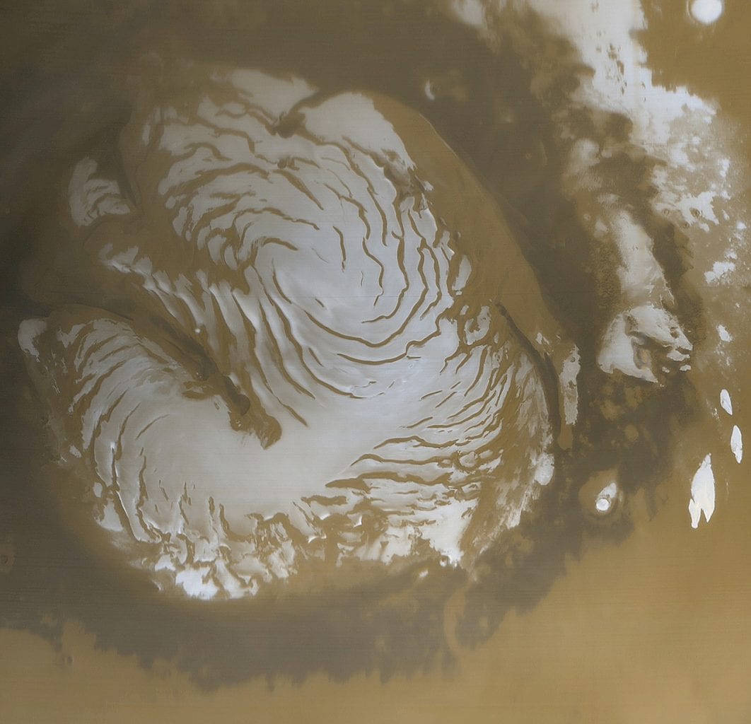 Северная полярная шапка Марса. Предоставлено: НАСА / Лаборатория реактивного движения / Малинские космические научные системы.
