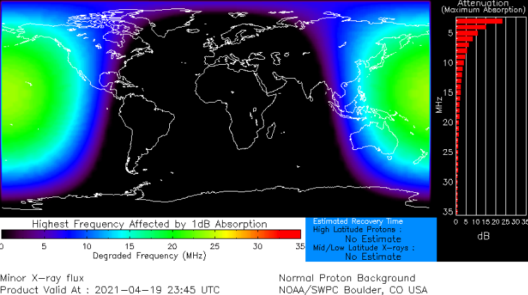 карта затемнения m1 солнечная вспышка 19 апреля 2021
