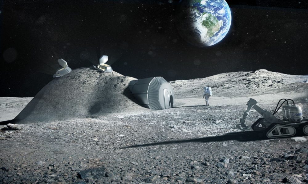 Художественная иллюстрация того, как может выглядеть база на Луне. Источник: Space.com