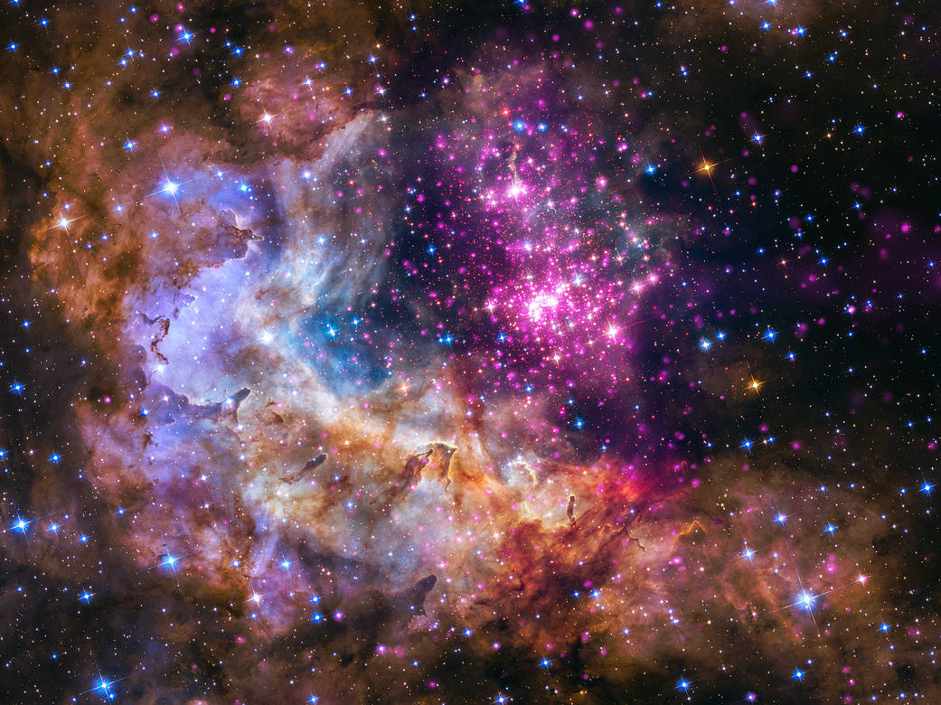 Скопление молодых звезд примерно в 20 000 световых лет от нашей планеты. Авторы и права: Рентгеновский снимок: NASA / CXC / SAO / Sejong Univ./Hur et al; Оптический: NASA / STScI
