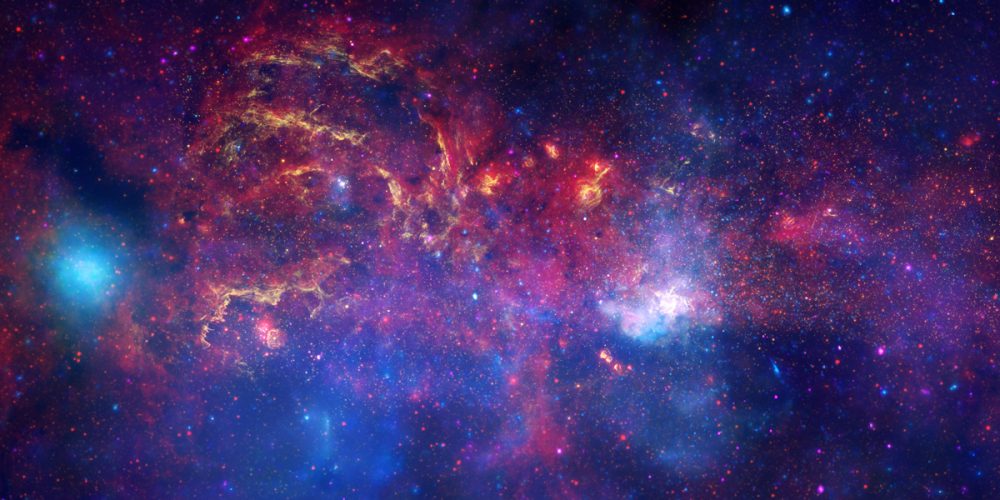 Старое составное изображение галактического центра. Предоставлено: Рентгеновский снимок: NASA / CXC / UMass / D. Wang et al .; Оптический: NASA / ESA / STScI / D.Wang et al .; ИК: NASA / JPL-Caltech / SSC / S.Stolovy