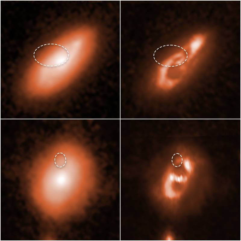 На изображениях слева показаны все галактики, снятые Хабблом. Справа вы видите улучшенные изображения спиральных структур и точных источников быстрых радиовсплесков, изученных с помощью телескопа Хаббл. Предоставлено: НАУКА: НАСА, ЕКА, Александра Мэннингс (Калифорнийский университет в Санта-Круз), Вен-фай Фонг (Северо-запад) ОБРАБОТКА ИЗОБРАЖЕНИЙ: Алисса Паган (STScI)