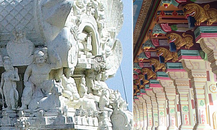 В храме Раманатхасвами впечатляющие коридоры с более чем 4000 колонн