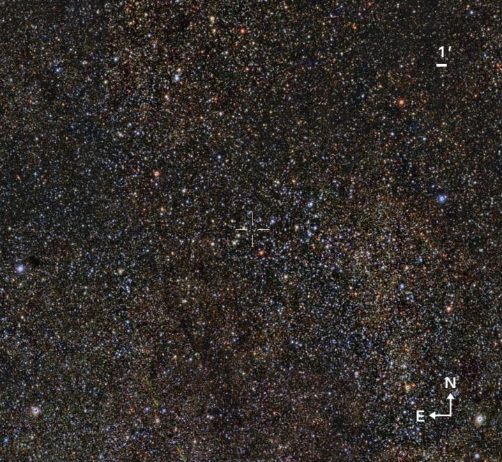 Это определенно не идеальное изображение неба, но оно показывает область, в которой находится недавно обнаруженное массивное звездное скопление Вальпараисо 1. Предоставлено: Габриэль Перес Диас, SMM (IAC).