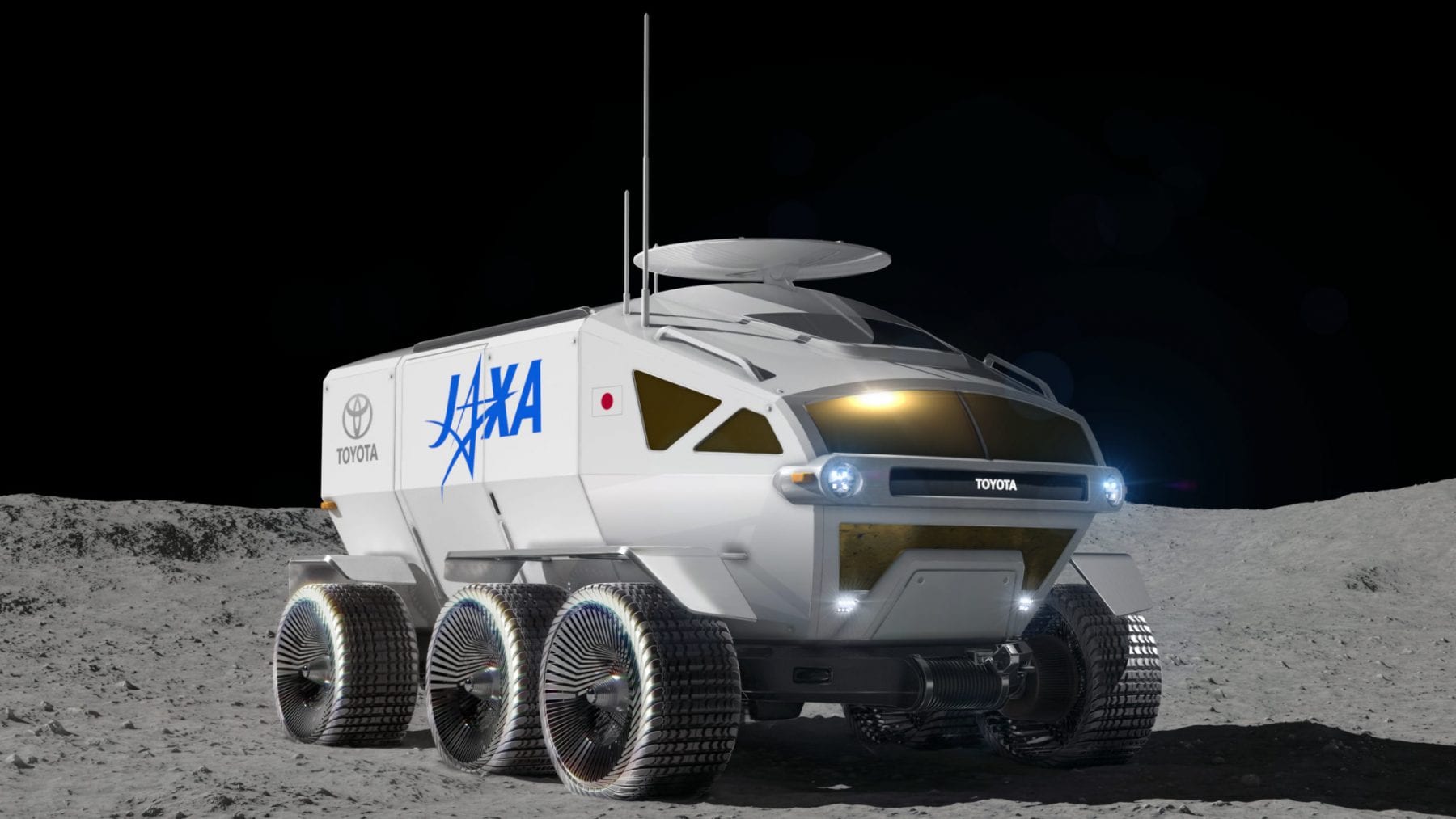 Изображение более раннего художника об автомобиле JAXA, который будет отправлен на Луну в 2029 году. Он был объявлен в прошлом году в сотрудничестве с Toyota Motor Corp. и получил название "Лунный крейсер". Цель уникального прессованного марсохода - обеспечить постоянное присутствие экипажа на Луне. Предоставлено: JAXA.