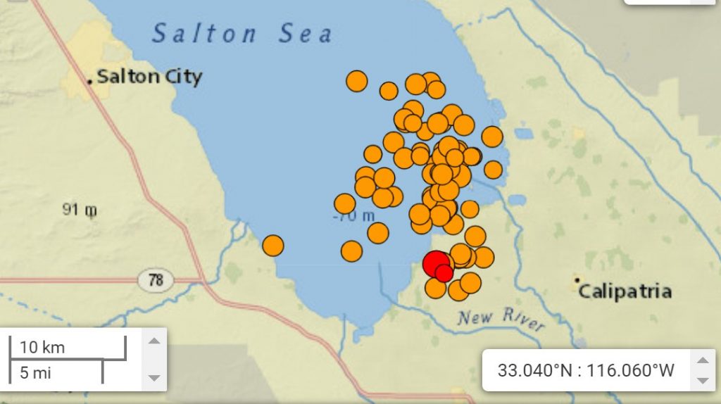Второй рой землетрясений в Солтон-Си, Калифорния, за неделю, землетрясение в Солтон-Си, 2 рой землетрясений за неделю, поражает Солтон-Си, Калифорния