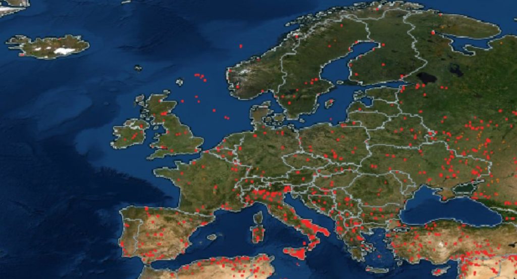Пожары по всему миру, Пожары в Европе, Пожары по всему миру карта, карты пожаров по всему миру