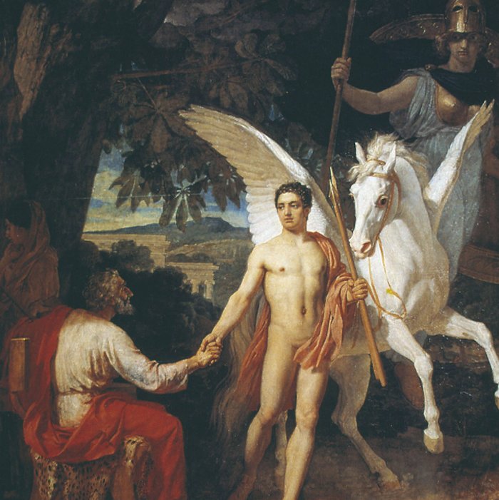 Йобатес, Беллерофонт, Пегас и Афина представлены на картине 1829 года работы Александра Андреевича Иванова.