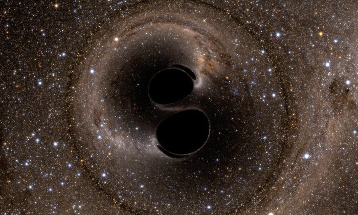 Физики из Массачусетского технологического института и других организаций впервые использовали гравитационные волны, чтобы экспериментально подтвердить теорему Хокинга о площади черной дыры. Это компьютерное моделирование показывает столкновение двух черных дыр, которое произвело сигнал гравитационной волны GW150914. Предоставлено: проект моделирования экстремального пространства-времени (SXS). Предоставлено LIGO