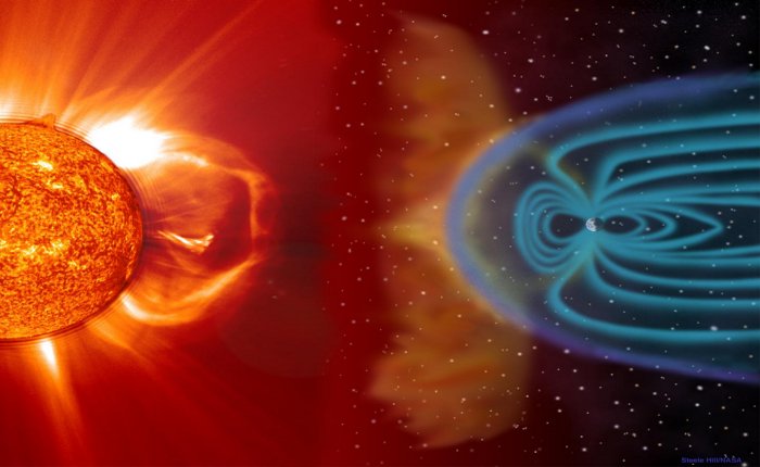 Когда Солнце эволюционирует, чтобы стать звездой-красным гигантом, Земля может быть поглощена атмосферой нашей звезды, а при гораздо более нестабильном солнечном ветре даже упругие и защитные магнитосферы внешних планет-гигантов могут быть удалены. Кредит: MSFC / NASA