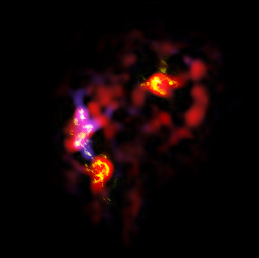 Изображение Антенных галактик с радиотелескопа ALMA. Предоставлено: ALMA (ESO / NAOJ / NRAO)