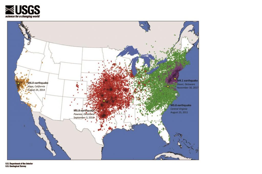 восточные и западные землетрясения в США