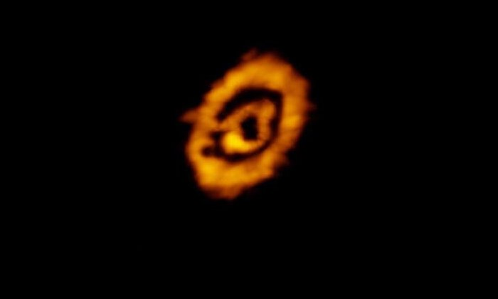 Изображение протопланетного диска вокруг звезды IM Lup в искусственных цветах в субмиллиметровом диапазоне длин волн, показывающее двойные кольца из газа и пыли. Астрономы впервые определили вертикальные высоты как пылевых, так и газовых компонентов в этой и двух других протозвездных системах с использованием многоволновых наборов данных, обнаружив, что на больших расстояниях от звезды они иногда, но не всегда, имеют одинаковый профиль вспышки. Предоставлено: К. Оберг, CfA и др .; АЛМА (NRAO / ESO / NAOJ); Б. Сакстон (NRAO / AUI / NSF)