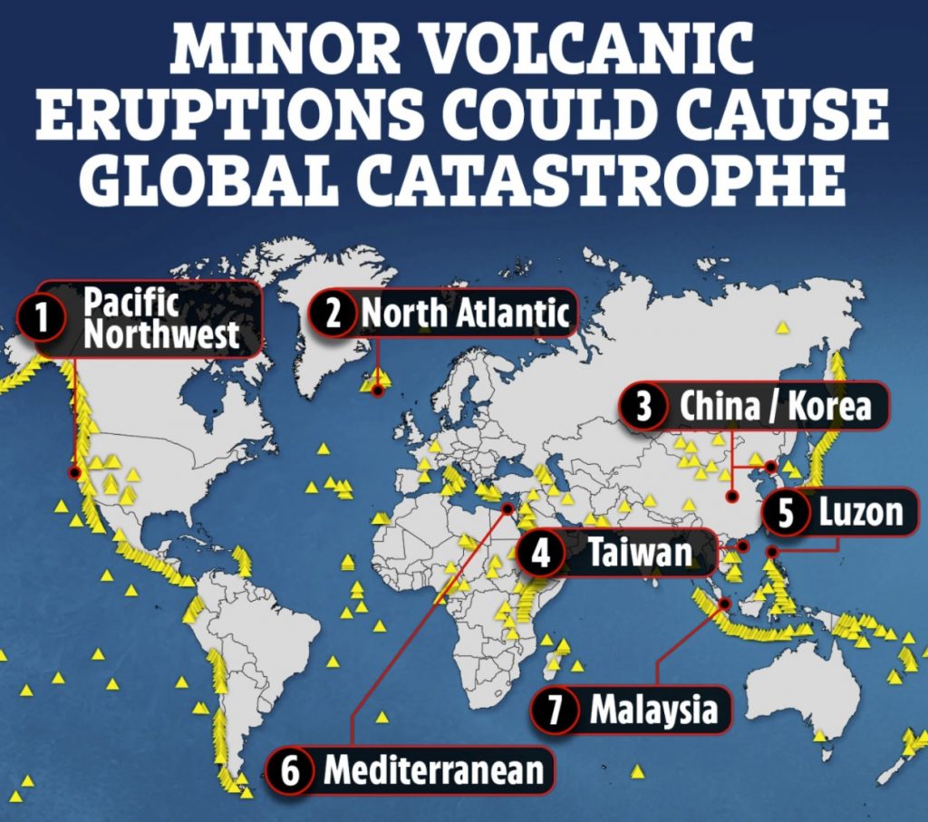 Небольшие извержения вулканов могут вызвать глобальные разрушения, опасность вулканов, оценку риска вулканов