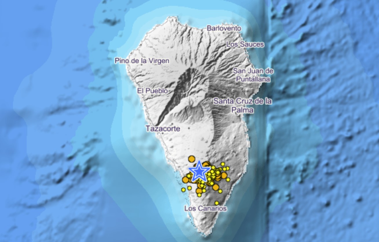 Сильный сейсмический рой на Ла-Пальме предполагает проникновение магмы в вулкан Кумбре-Вьеха