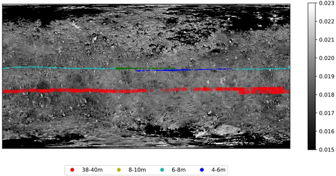 Карта распределения точек наблюдения NIRS3 по поверхности Рюгу. Предоставлено: Дебора Доминг и др. / The Planetary Science Journal, 2021 г.