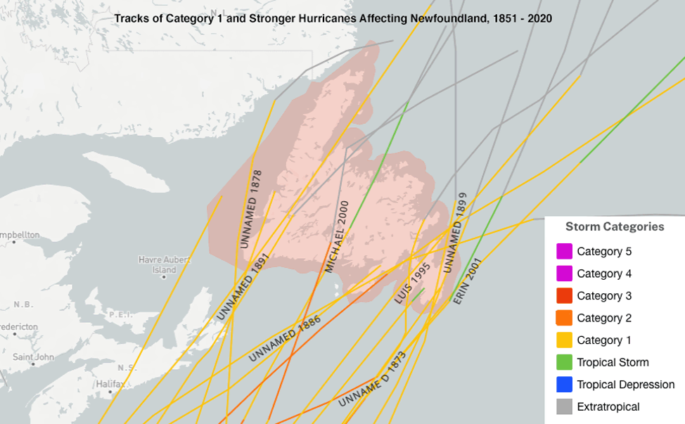 история ураганов в Ньюфаундленде