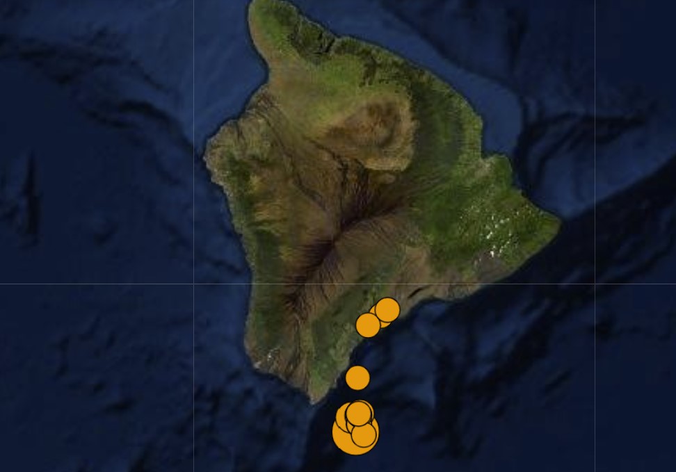 Рой землетрясений M6.2 у Большого острова Гавайев
