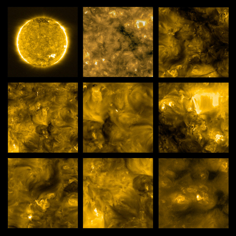 Первые в истории изображения Солнца, сделанные Solar Orbiter. Предоставлено: Solar Orbiter / Группа EUI (ЕКА и НАСА); CSL, IAS, MPS, PMOD / WRC, ROB, UCL / MSSL