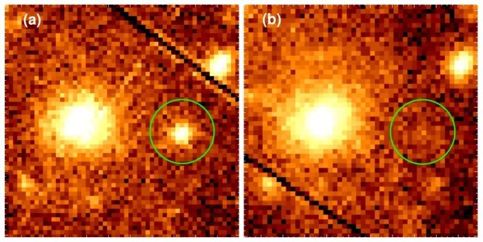 Рентгеновская двойная M51-ULS-1 снята до и во время возможного обнаружения внегалактической планеты. Предоставлено: Ди Стефано и др., Nat. Астрон., 2021