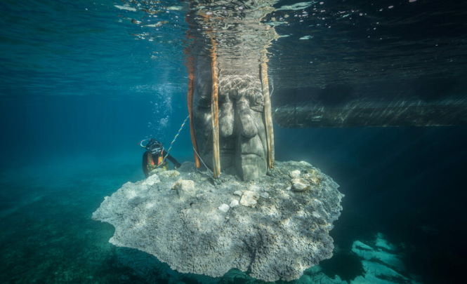Подводные жители — как на дне моря появились огромные каменные головы